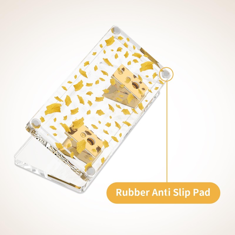 Desktop Paper Punch with Non-Slip Fabric Base Gold Leaf, Acrylic