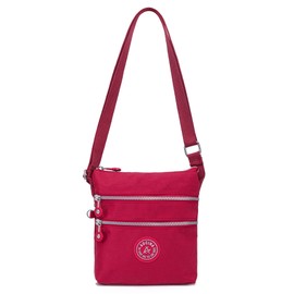 AOCINA Crossbody Purses for Women Lightweight Small Travel Bag Shoulder Purses and Handbags with Multi Zipper Pockets(Red)