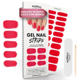 MOYOU LONDON Semi Cured Gel Nail Strips - 20 Pcs. Gel Nail Wraps for Salon-Quality Manicure - Works with Any UV Lamp - Easy to Apply, Trim, & Remove Nails Stickers