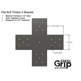 Steel Grips 8x8, X Bracket, Timber Truss Framing Bracket – Heavy-Duty, 1/4" Thick, Standard