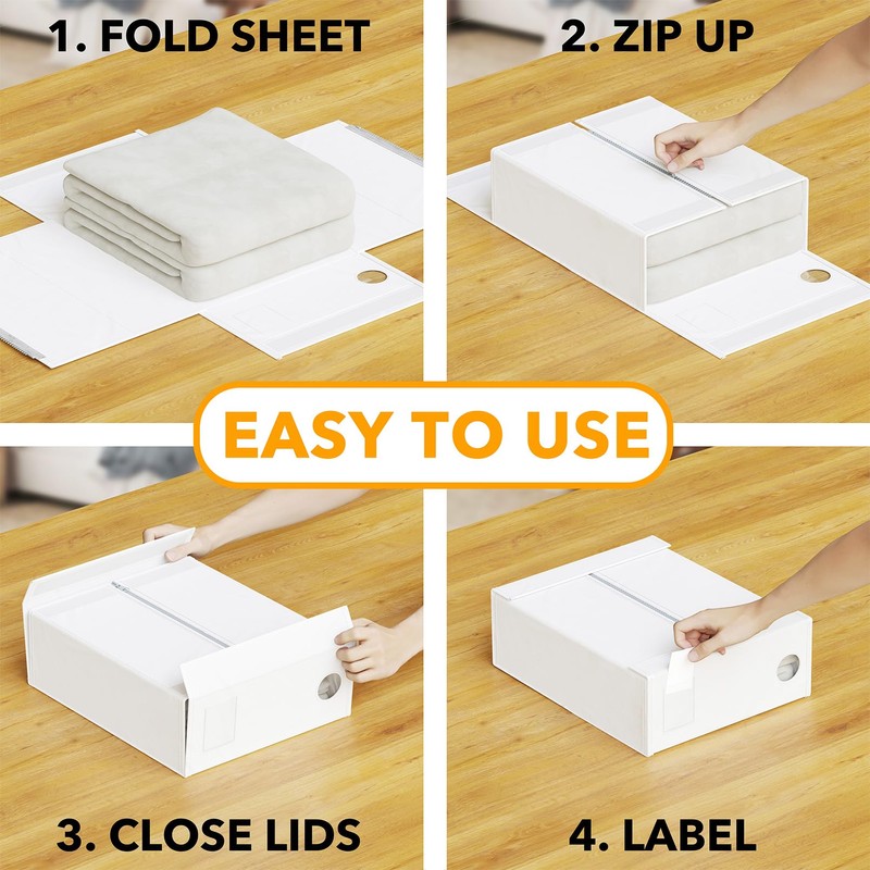 SpaceAid 6 Pack Bed Sheet Organizers and Storage, Foldable Sheet