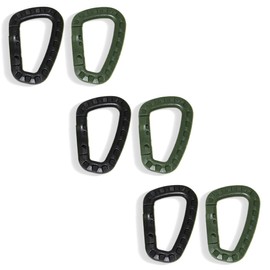 EIYVPRA Pack of 6 Plastic Carabiners, Plastic Carabiner Hooks, Tactical Black/Army Green, Set ABS Carabiner Clip for Outdoor Ropes, Backpacks, Fishing Rods, Camping, Hiking, Fishing Backpack