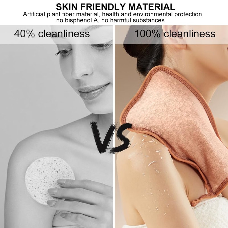 Back Scrubber for Shower, Double-Sided Back Exfoliating Washcloth with Handles,
