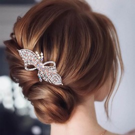 Andelaisi Gold Rhinestone Hair Clip Barrette Crystal CZ Hair Barrettes Vintage Crystal Barrette Head Clips Sparkle Cz Hairclip Decorative Headwear Bridal Hair Accessories for Women and Girls Headdress