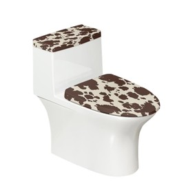 Eheartsgir Brown Cow Print 2 Pcs Toilet Lid & Tank Covers, Durable Soft Toilet Covers Set with Elastic Bottom for Bathroom, Universal for Most Toilet Bowl Lids, Home Bathroom Decor