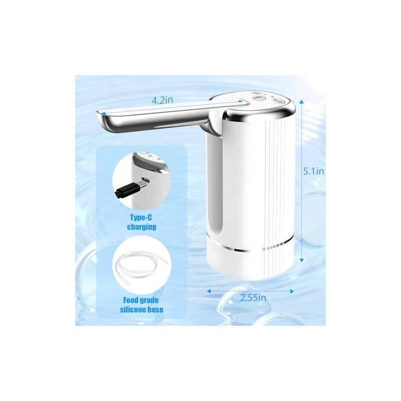Water Dispenser Pump for 5 Gallon Water Bottles, USB Type-C