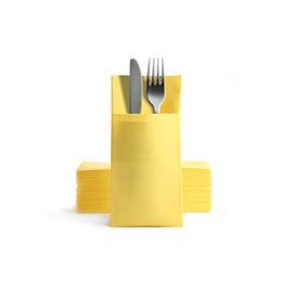 Alvotex Chic Airlaid 50 Cutlery Napkins Cutlery Pockets, Fabric-Like, High-Quality Disposable Napkin, 39 x 40 cm, Yellow