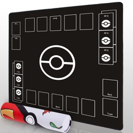 Biouai Playmat for Card Gameplay - Play Mat with Tube for 2 Player Trainer Game Playing（Black）