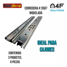 Handyhome Corredera Handy Home 30 Cm X 3.5 Cm 3 Paquetes 6 Pz  3587