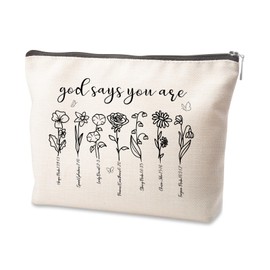 Tisubileiry Christian Gifts for Women Makeup Bag Gifts Christian Make up Bag Bible Verse Floral Bible Verse cosmetic bag Inspirational Cosmetic Bag Sister Gifts Affirmations Gifts for Women Girls