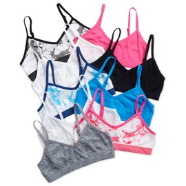 Sweet & Sassy Girls Seamless Training Bra Cami Training Bra Stretch Performance Seamless Bra 9 Pack, Size Large, Marble