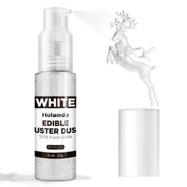 Edible Glitter Spray, 22g Food Grade Shimmer Dust Powder, Metallic Food Coloring Sparkling Dust Powder, Easter Luster Dust Edible Set for Cakes, Cookie, Drinks, Candy, Vegan & Gluten Free, White