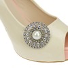 Ruihfas 1 Pair Rhinesetone Pearls Shoe Clips Women's Round Crystal