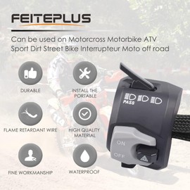 7/8" 22mm Motorcycle Handlebar Control Switches Motorbike ON Off Warning Light Turn Signal Light High Low Beam Pass Switch Horn Button