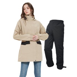 Arasiyama Women's Rain Wear, For Golf, Top and Bottom Rain Suit, Waterproof, Thin, Climbing, Cold Protection, Mountain Parka, Rain Pants, Outdoors, Fishing, Summer, Autumn, Khaki