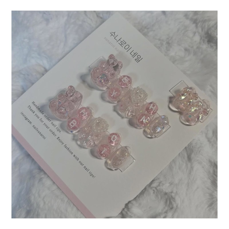 Hachuharibo handmade nail tips (full set package) - short almond