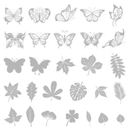 28 Pieces Large Size Anti-Collision Window Clings, Butterfly and Assorted Leaf Shapes Stickers, Transparent Alert Stickers Window Decals Prevent People and Bird Strikes on Window Glass(Transparent)