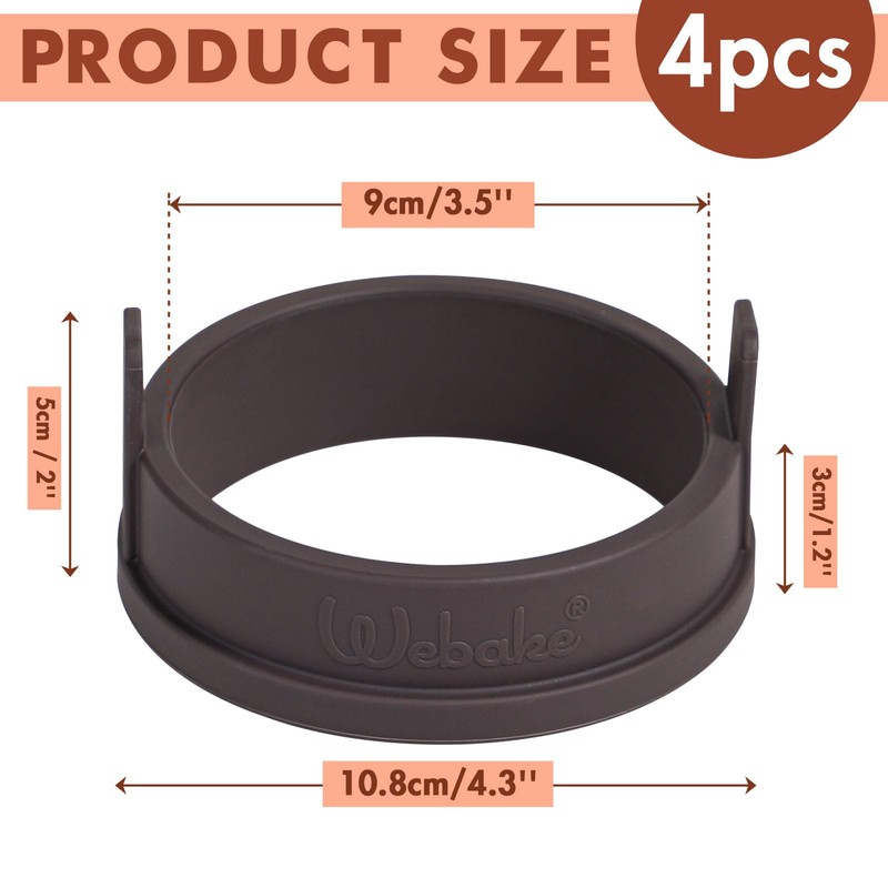 Webake Silicone Crumpet Rings Nonstick 3.5 inch Standard Size English