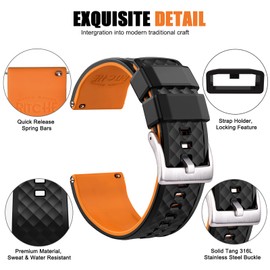 Ritche Christmas Gift 18mm Silicone Watch Band Compatible with GarminMove 3S Quick Release Rubber Watch Bands for Men Women, White Elephant Gifts, Stocking Stuffers for Men