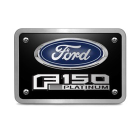 iPick Image for - Ford F-150 Platinum 3D Black 3/8" Thick Solid Billet Aluminum 2 inch Tow Hitch Cover