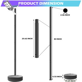Yuccaliao Outdoor Light Pole with Fillable Base – Heavy Duty Freestanding Post for Garden or Street Lighting – Water/Sand Weighted, Rustproof Metal, Easy Assembly (6.9 Ft & 83'')