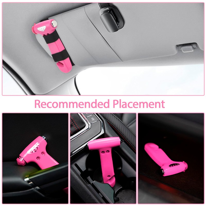 MOTORBUDDY 2 Pack Car Safety Hammer, Pink Emergency Escape Hammer