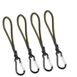 Set of 4 Bungee Cord with Carabiner Hook Camping Tent Cord Camping Gear Outdoor Rubber Cord Elastic Cord Durable Alloy Carabiner (Bright Green)