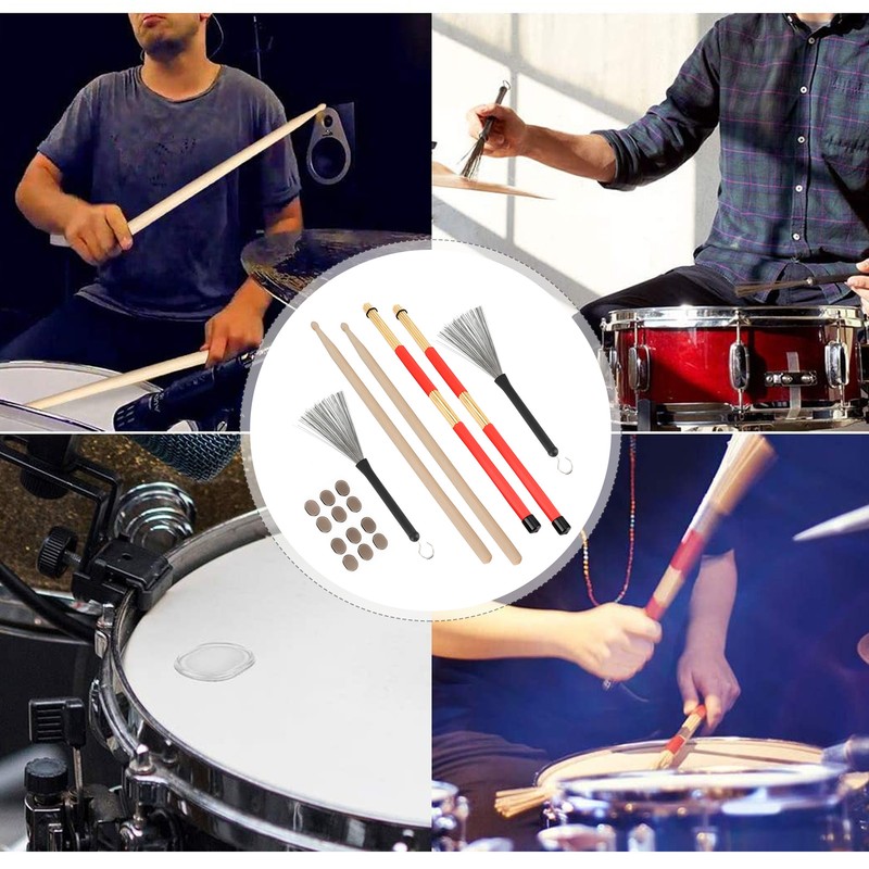 Drumstick Kit Rute Brush Damper Drum Set Musical Instrument Playing