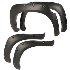 CNNELL Fender Flares Compatible with Toyota Tundra 2007-2013 Front Rear Fenders Smooth Black Finish Pocket Rivet Style 4pcs