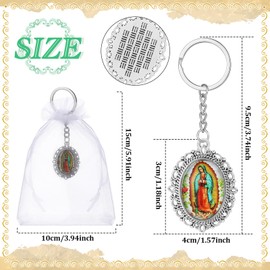 Landical 12 Pcs Our Lady of Guadalupe Keychains Baptism Favors First Communion Gift Christian Religious Keychain Gift