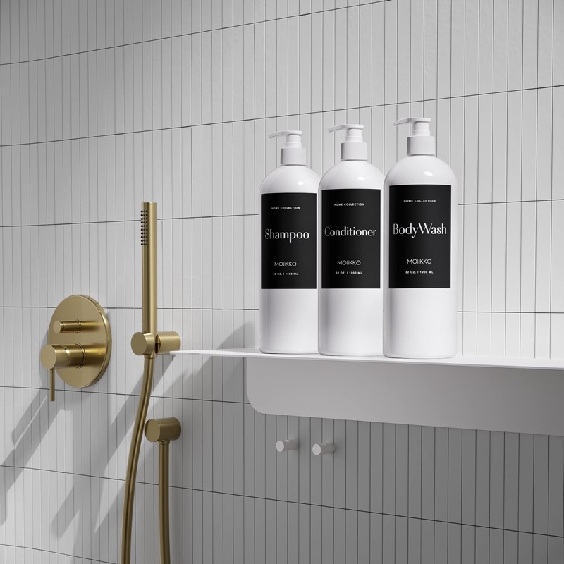 MOIIKKO Refillable Shampoo and Conditioner Dispenser Bottles 900ml Set of
