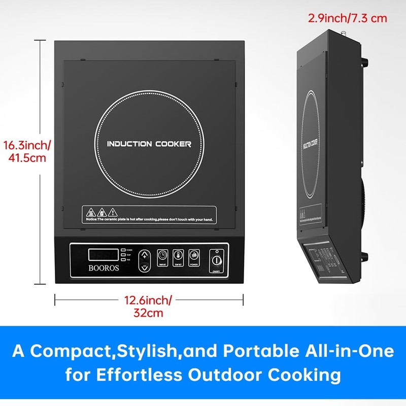 BOOROS Portable Induction Cooktop 1800W Induction Hot Plates for Countertop,9.6-Inch