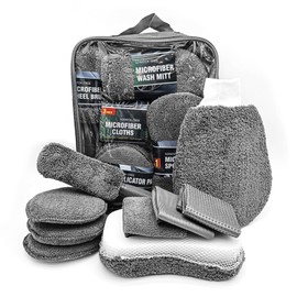 Auto reinigungsset Innen Aussen,9-teiliges Autopflege Set für Innenraum und Außen,Autowäsche Set mit Reifenbürste,Auto Detailing Pinsel Auto Waschset für Auto Reinigung Innenraum und Außen