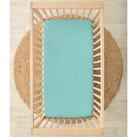 Love To Dream 2-in-1 Waterproof Cot Sheet & Mattress Protector | Tencel Soft Jersey Fabric, Fits Oval Mattress, Extra-Wide Elastic, Machine Washable & Anti-Bacterial, Quiet Waterproof Backing | Marine