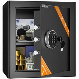 Security Cabinet Safe Box - 2.0 Cubic Feet Home Safes Box with Digital Keypad Safety Key Lock Type-C Port Alarm System, Smart Fireproof Safe for Home Office Hotel Document Jewelry Storage