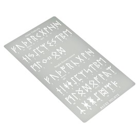 Aleks Melnyk No.409 Metal Stencil, Elder Futhark and Anglo-Saxon Runes 0.5in, Ancient Alphabet, Sigil Magic Alphabet Stencil 1 PC, Template Wood Burning, Pyrography Engraving, Wicca Stencil, Bookmark