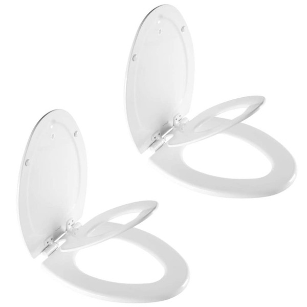 Mayfair 1888SLOW 000 NextStep2 Toilet Seat with Built-In Potty Training Seat, Slow-Close, Removable that will Never Loosen, ELONGATED, White, 2-Pack