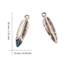 Feather Charms Indian Style Gold Feather Charms Pendants SiegYma 40 Pcs DIY Alloy Accessories Sweater Chain Bracelet Necklace Earring Feather Charms for Jewelry Making