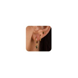 SELFROSE Green Earrings for Women,Cute 14K Gold Plated Drop Dangle Earrings for Women Trendy Fashion Womens Jewelry