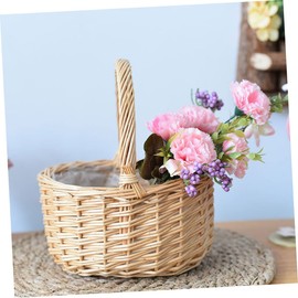 PRETYZOOM Portable Egg Basket Candy Willow Handwoven Basket Woven Storage Basket Fruits Picking Basket Rustic Girl Basket Lollipop Holder Cards Decor Lovers Basket Rattan Bread