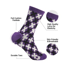 Forony Dress Socks for Men Size 10-13 Combed Cotton Dress Socks One Pair Anti Odor purple