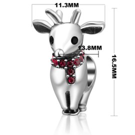 SOUKISS Merry Christmas Tree,Reindeer, Bell,Snowman Charms 925 Sterling Silver Xmas Gifts Bead Fit Bracelet (Red Reindeer)
