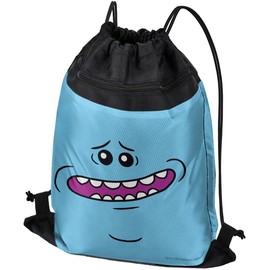 LOGOVISION Rick And Morty Mr. Meeseeks Face Drawstring Backpack Sports Bag Sackpack 17" x 13", Perfect for Gym, Yoga or Practice