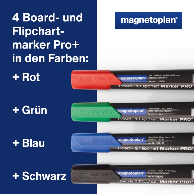 magnetoplan Board and Flipchart Marker PRO+, Pack of 4, All-Round