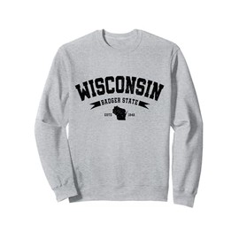 Wisconsin Est. 1848 Badger State Map Pride Vintage Sweatshirt