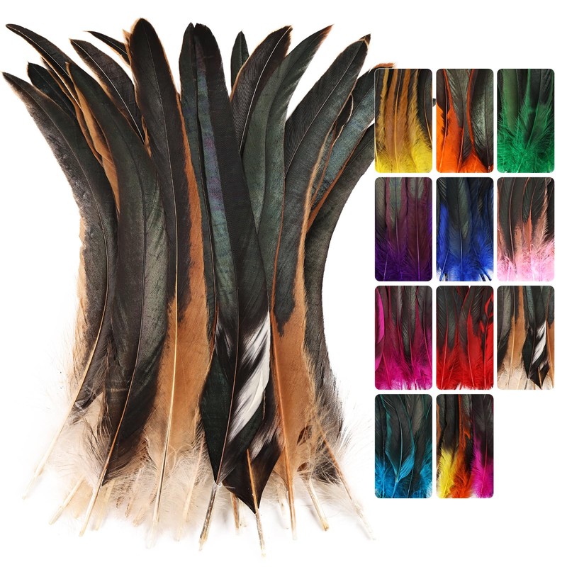 Colorful Rooster Tail Feathers-50PC 10-12inch Natural Long Rooster Tail Feathers