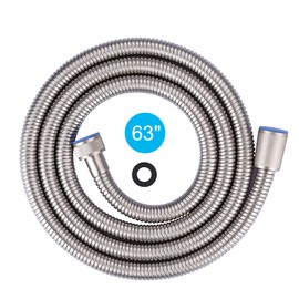 Aleasha Brushed Nickel Finished Shower Hose, 63 Inch SUS 304 Stainless Steel Extra Long Shower Head Hose Replacement for Pet Bathroom Cleaning