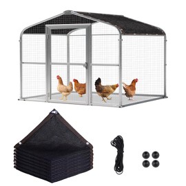 Klmnop 90% Shade Cloth, Black Sunblock Chicken Coop Cover for Summer 6.5 x11.15 FT Shade Tarp with Grommets and Ball Bungees Cord for Chicken Coop Patio Greenhouse Outdoor Garden(Black)