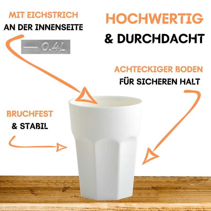 ENGELLAND - 20 x Cream White Pastel Plastic Cups 400ml