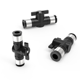 EterMutable BUC3/8 3Packs 3/8"OD Push to Connect Fittings Quick Connect Pneumatic Ball Valve – Push-in Air Fittings, Straight Union for Air Flow Control
